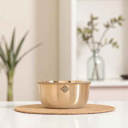 Brass Handmade Designer Bowl with Beaded Design, Dinnerware, Tableware
