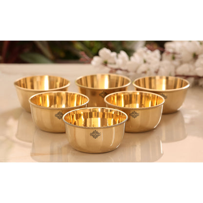 Brass Handmade Designer Bowl with Beaded Design, Dinnerware, Tableware