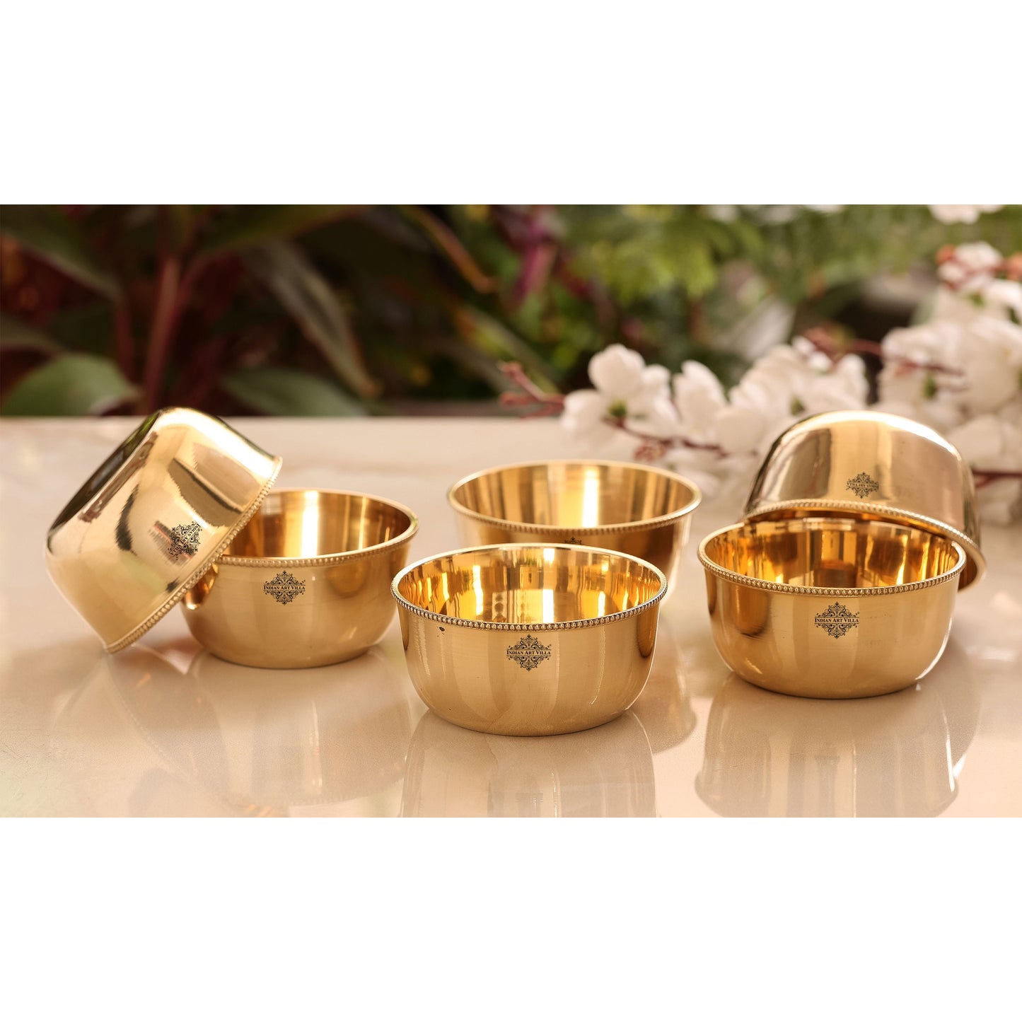 Brass Handmade Designer Bowl with Beaded Design, Dinnerware, Tableware