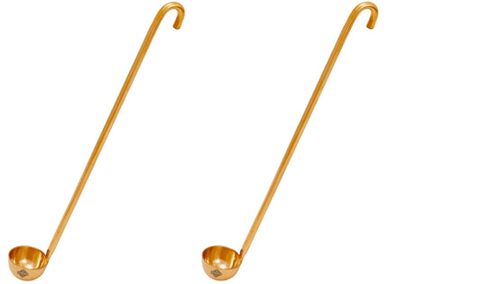 Handcrafted Pure Brass Oil Spoon, Severing Spoon, Height- 28.96 cm