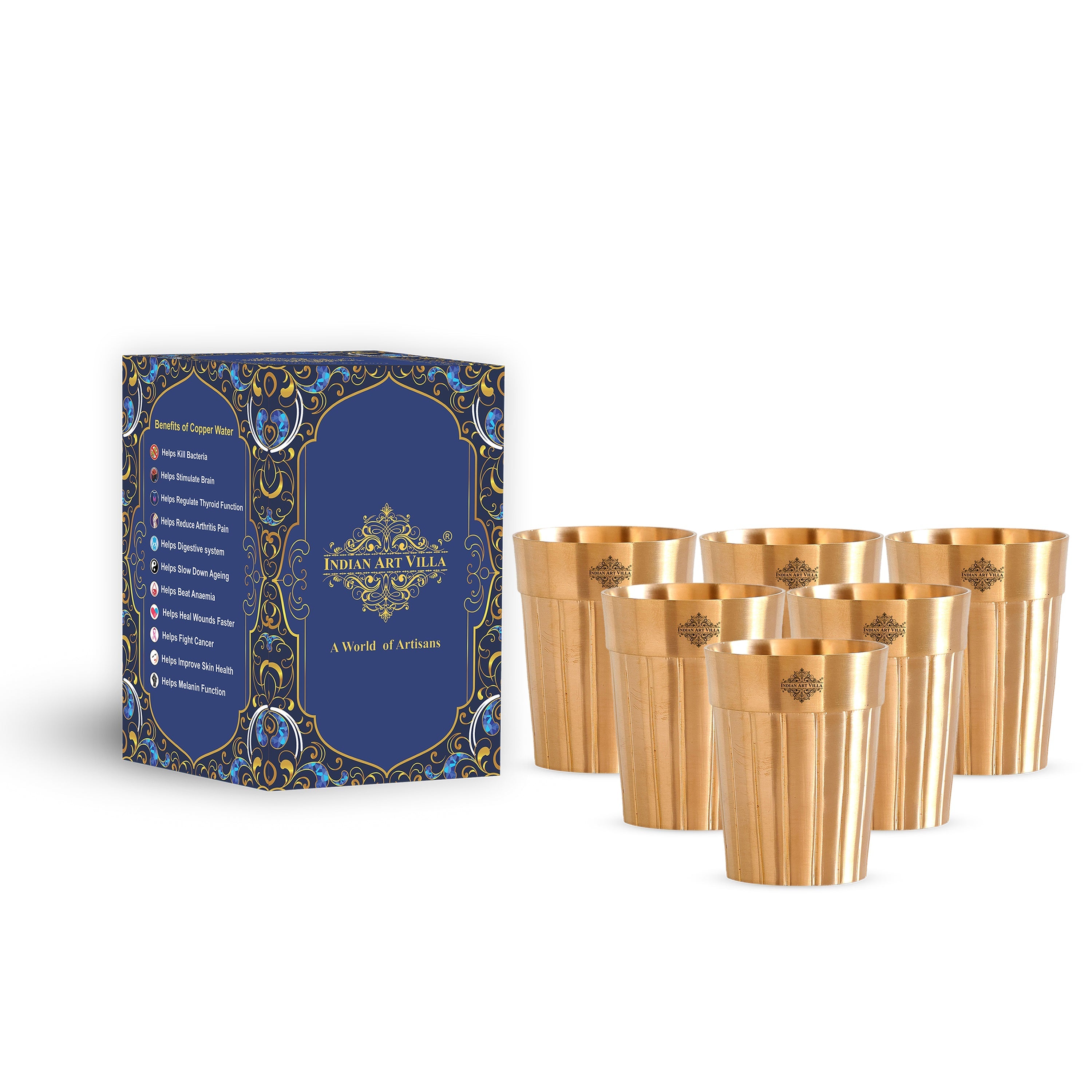 Pure Brass Lining Design Glass  160ml