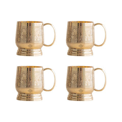 Pure Brass Embossed Design Cup with Handle – 200 ML | Traditional Handcrafted Mug for Serving Water, Milk, or Herbal Drinks