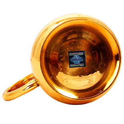 Pure Brass Handmade Designer Mug Cup, 500 ML, Gold