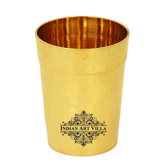 Pure Brass Glass Tumbler Cup, Hammered Design, Drinkware, 160 ML, Gold