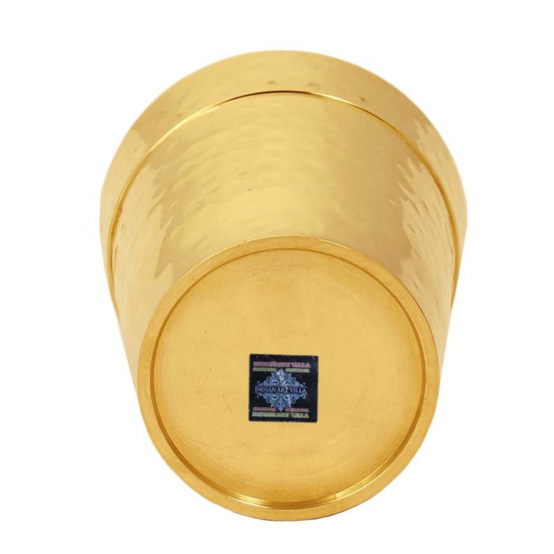 Pure Brass Glass Tumbler Cup, Hammered Design, Drinkware, 160 ML, Gold
