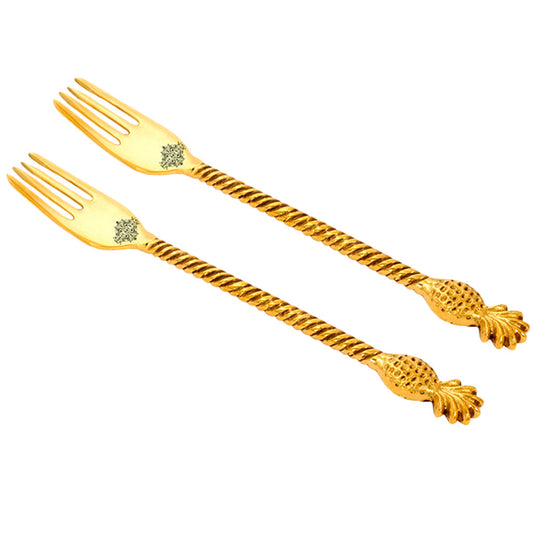 Brass Designer Fork,Pineapple Design,Flatware, Gold