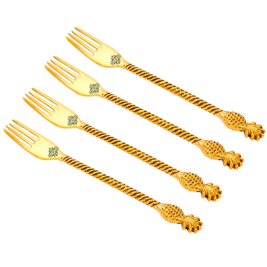Brass Designer Fork,Pineapple Design,Flatware, Gold