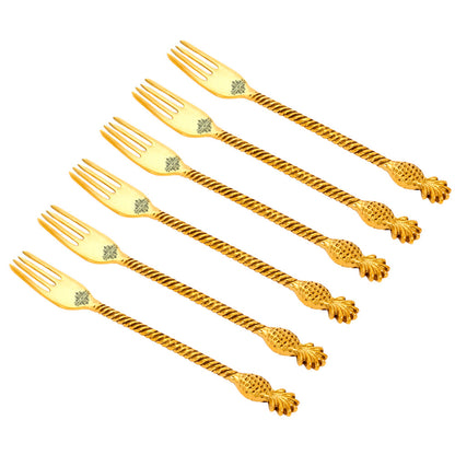 Brass Designer Fork,Pineapple Design,Flatware, Gold
