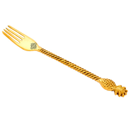 Brass Designer Fork,Pineapple Design,Flatware, Gold