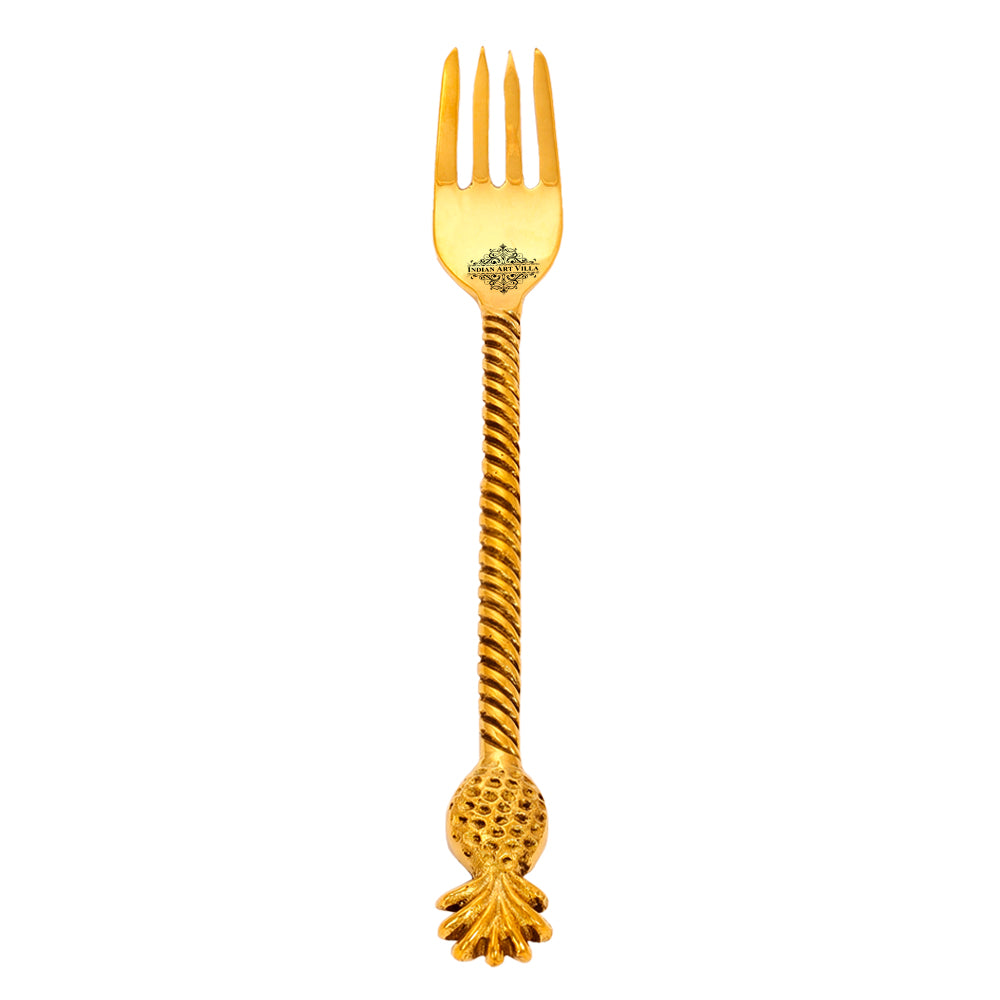 Brass Designer Fork,Pineapple Design,Flatware, Gold