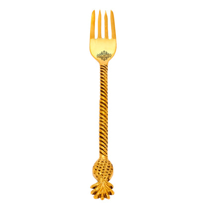 Brass Designer Fork,Pineapple Design,Flatware, Gold