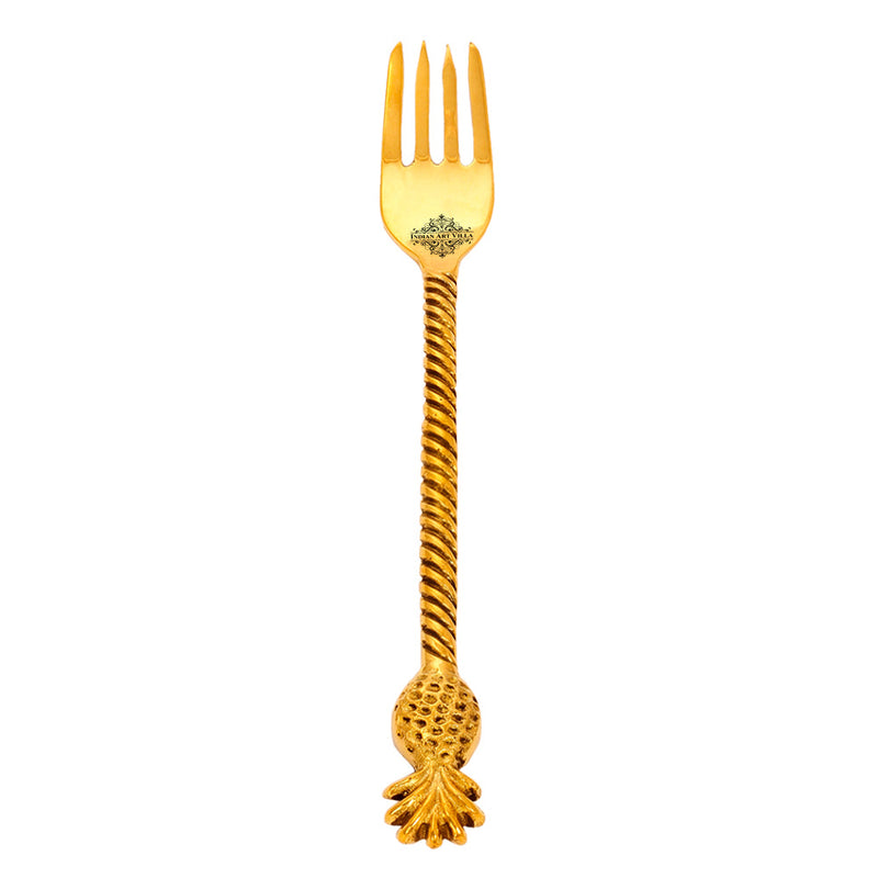 Brass Designer Fork,Pineapple Design,Flatware, Gold
