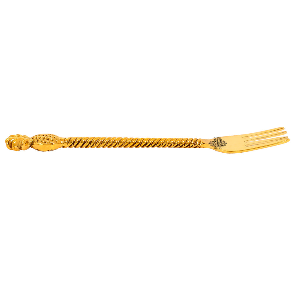 Brass Designer Fork,Pineapple Design,Flatware, Gold