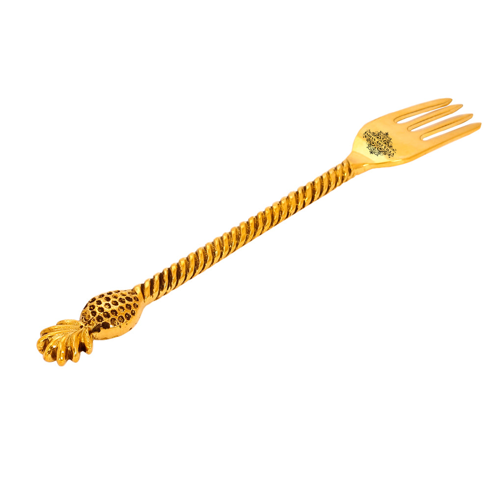 Brass Designer Fork,Pineapple Design,Flatware, Gold