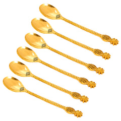 Handmade Pure Brass Pineapple Design Spoon, Dinnerware, Tableware, Gold