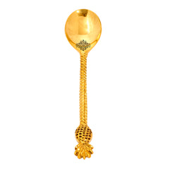 Handmade Pure Brass Pineapple Design Spoon, Dinnerware, Tableware, Gold