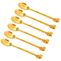 Brass Designer Spoon, Tree Design, Flatware, Gold