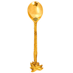 Brass Designer Spoon, Tree Design, Flatware, Gold