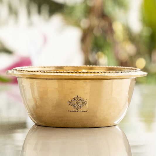 Pure Brass Bowl With Hammered Beading Design