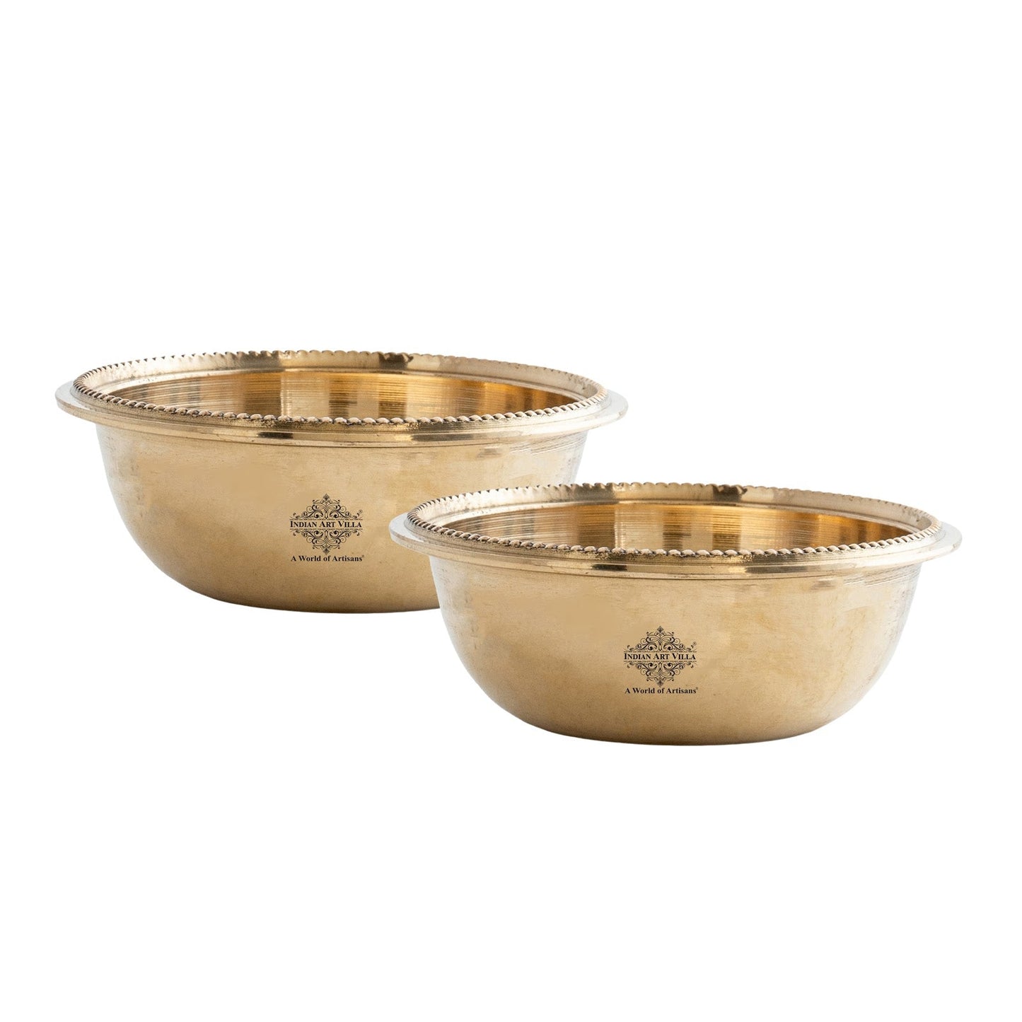 Pure Brass Bowl With Hammered Beading Design