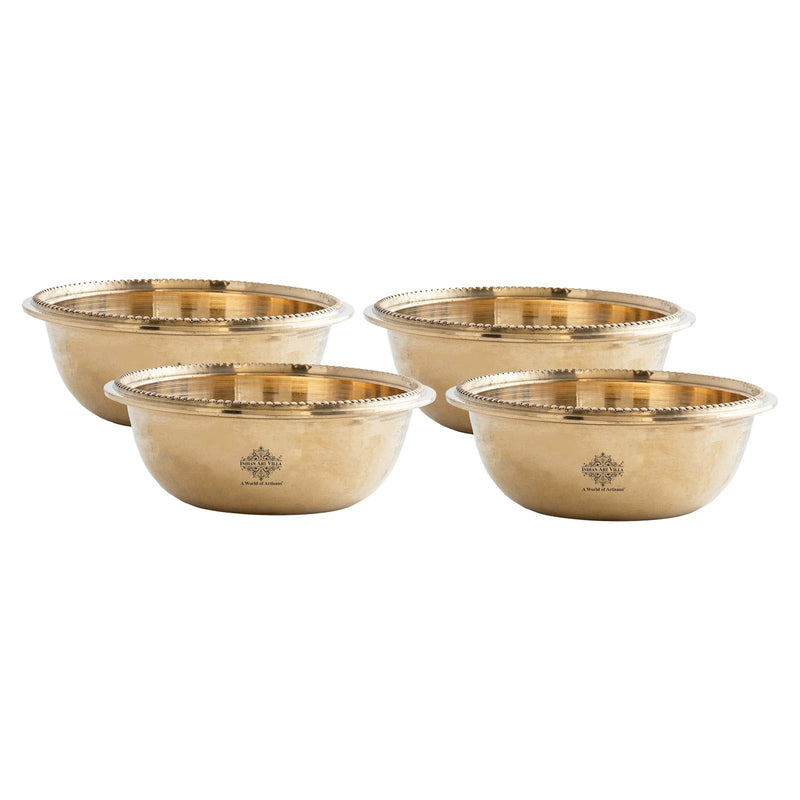 Pure Brass Bowl With Hammered Beading Design
