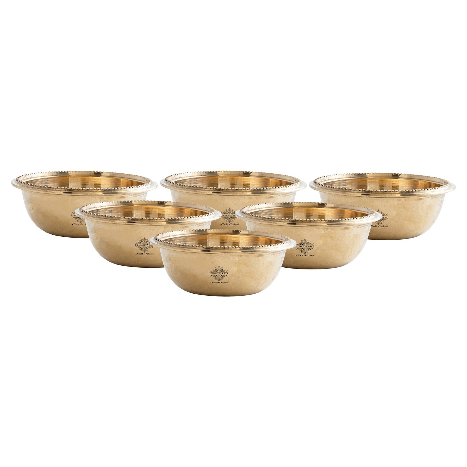 Pure Brass Bowl With Hammered Beading Design