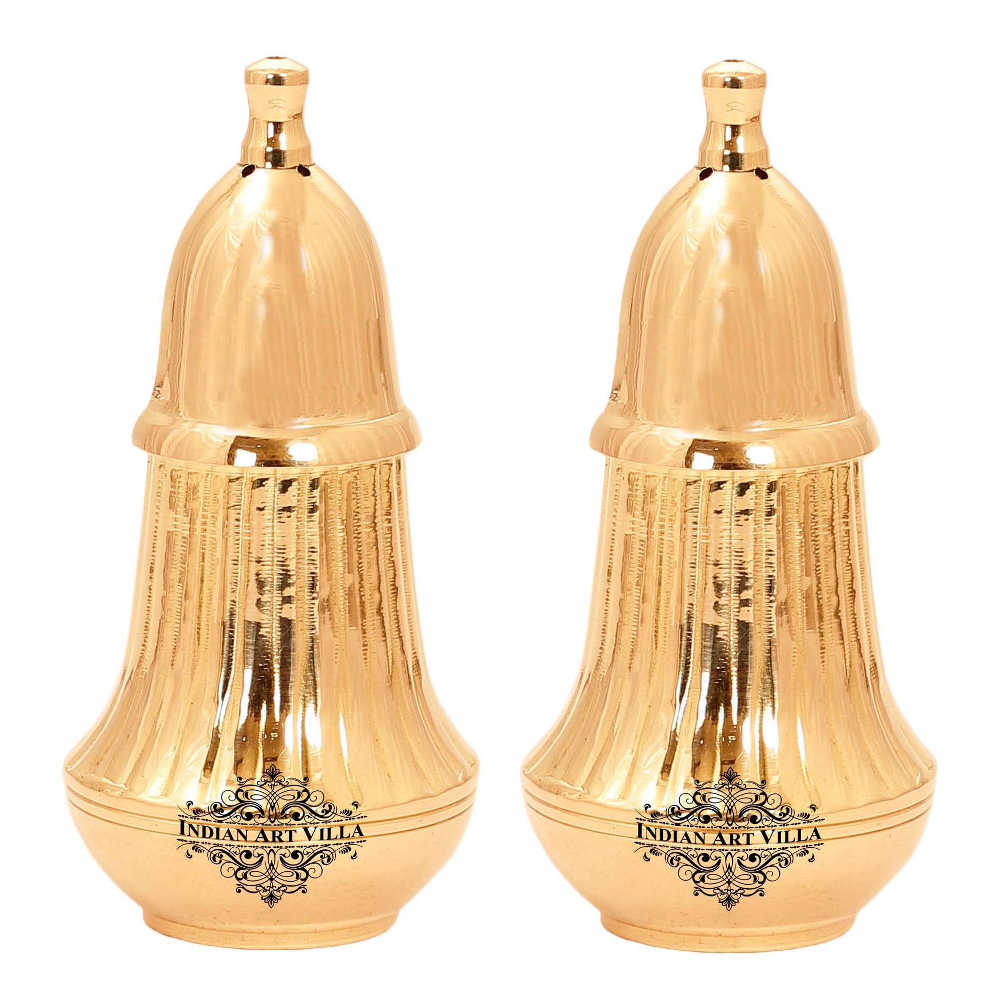 Brass Pepper & Salt Shaker Lining Design Storage For Pepper Powder Tableware Home Hotel Restaurant
