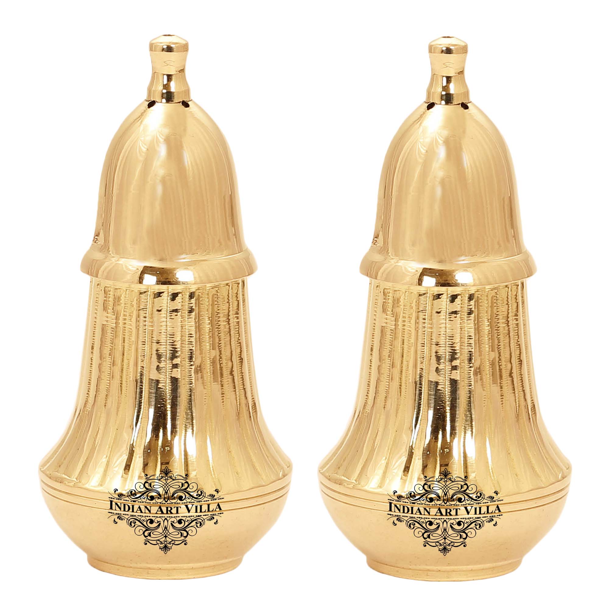 Brass Pepper & Salt Shaker Lining Design Storage For Pepper Powder Tableware Home Hotel Restaurant