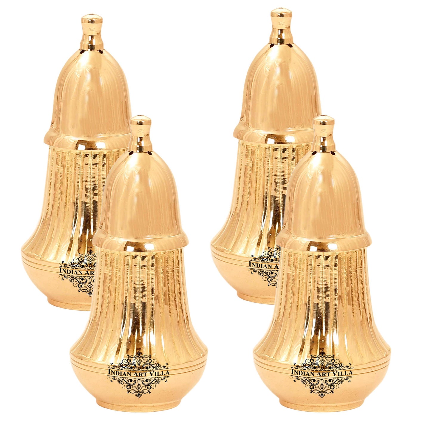 Brass Pepper & Salt Shaker Lining Design Storage For Pepper Powder Tableware Home Hotel Restaurant