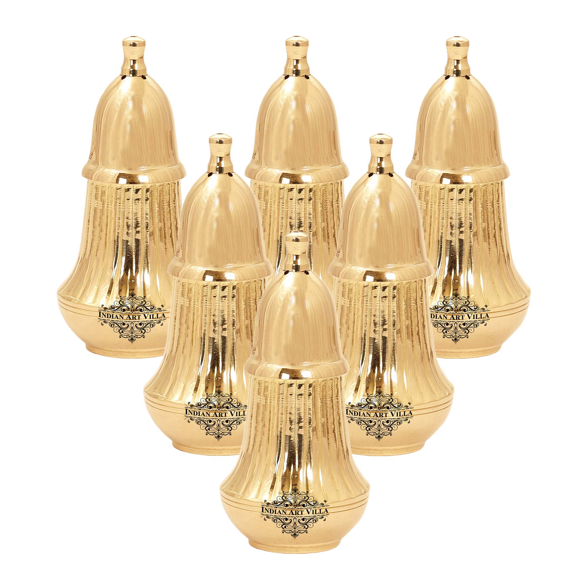 Brass Pepper & Salt Shaker Lining Design Storage For Pepper Powder Tableware Home Hotel Restaurant