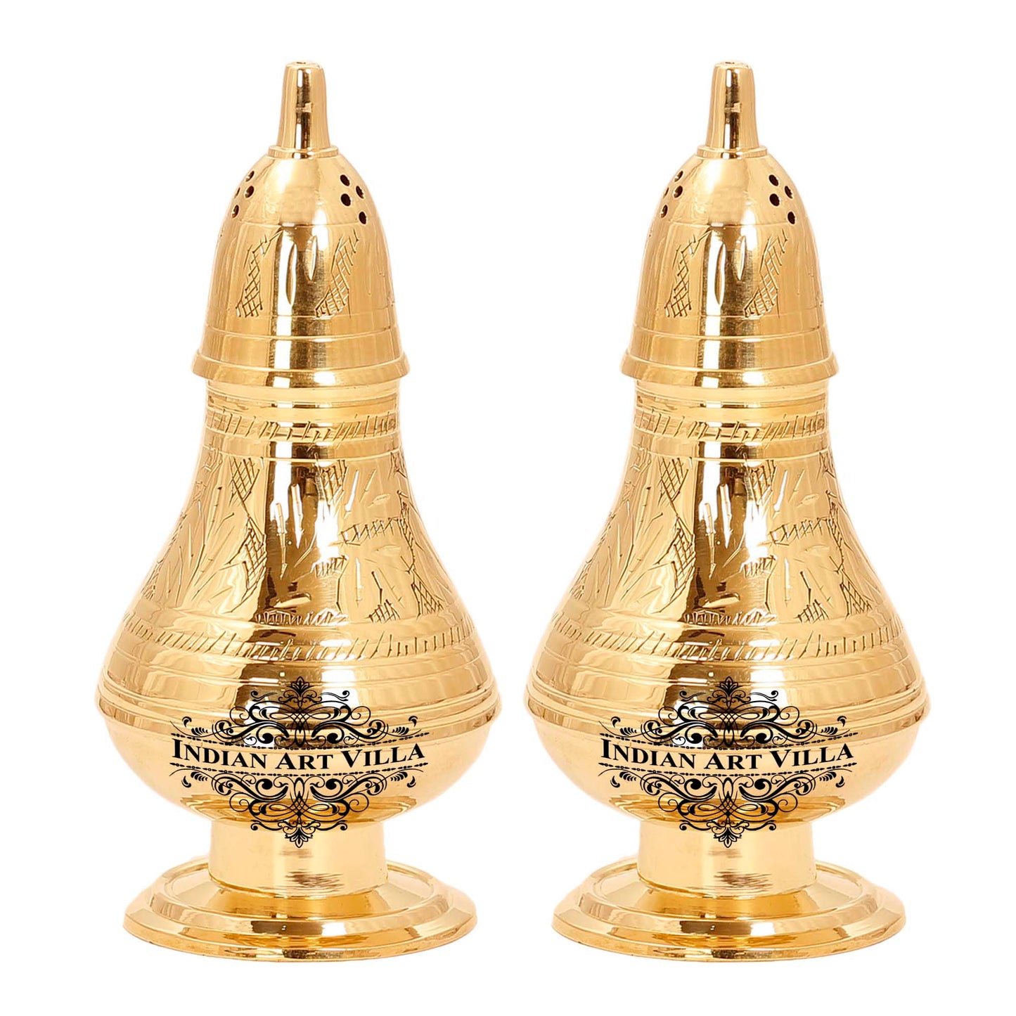 Brass Pepper & Salt Shaker Embossed Design Storage For Pepper Powder Tableware Home Hotel