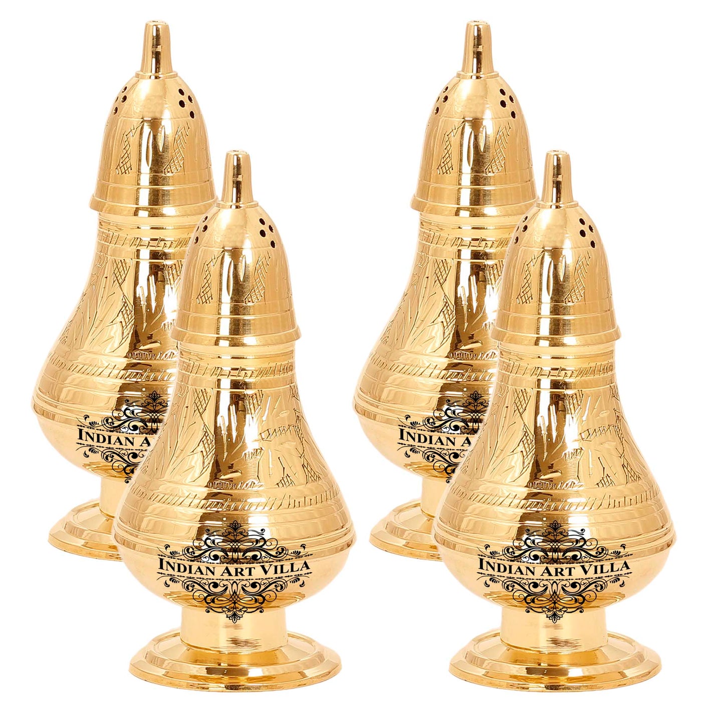 Brass Pepper & Salt Shaker Embossed Design Storage For Pepper Powder Tableware Home Hotel