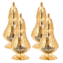 Brass Pepper & Salt Shaker Embossed Design Storage For Pepper Powder Tableware Home Hotel