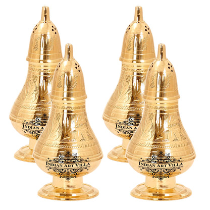 Brass Pepper & Salt Shaker Embossed Design Storage For Pepper Powder Tableware Home Hotel