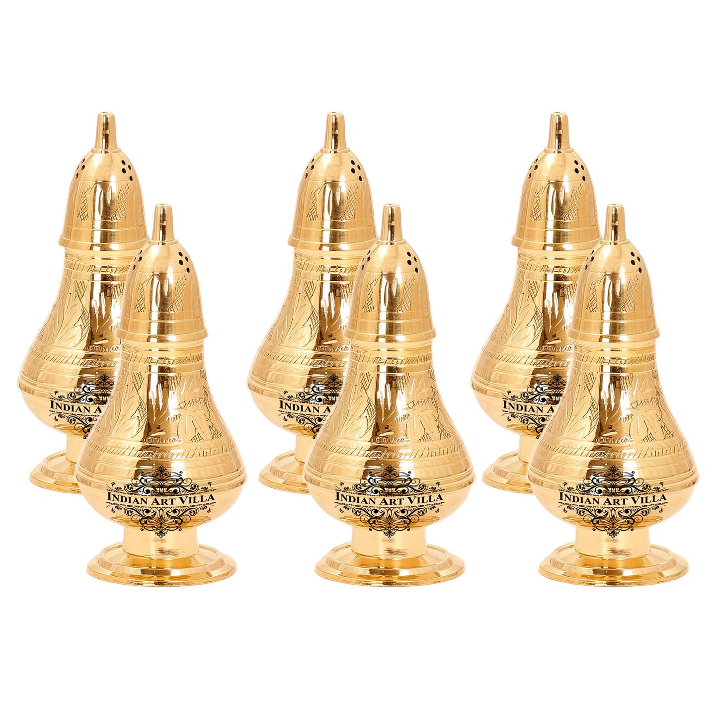 Brass Pepper & Salt Shaker Embossed Design Storage For Pepper Powder Tableware Home Hotel