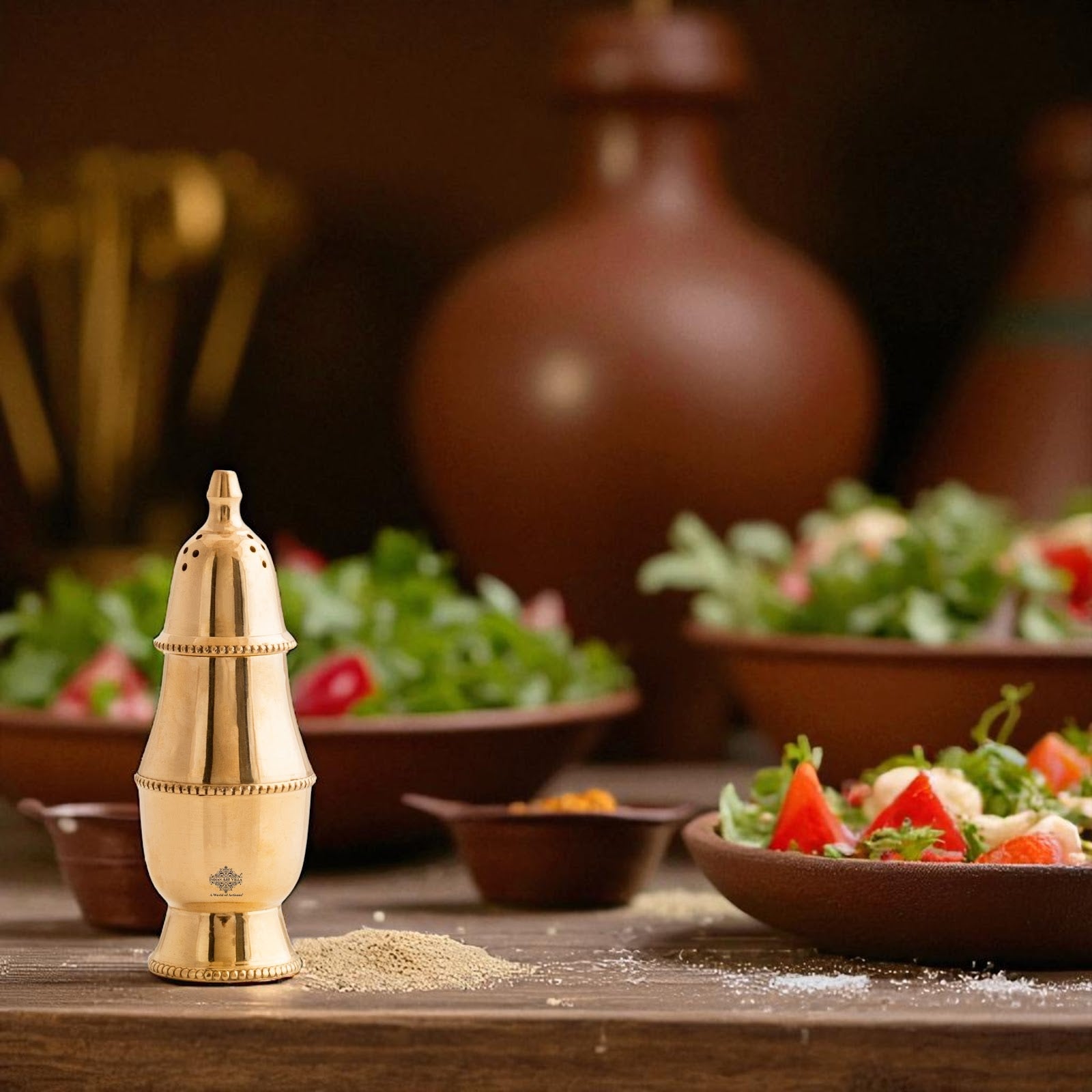 Brass Pepper & Salt Shaker, Storage For Pepper Powder, Tableware Home  Hotel,Volume - 60 ML