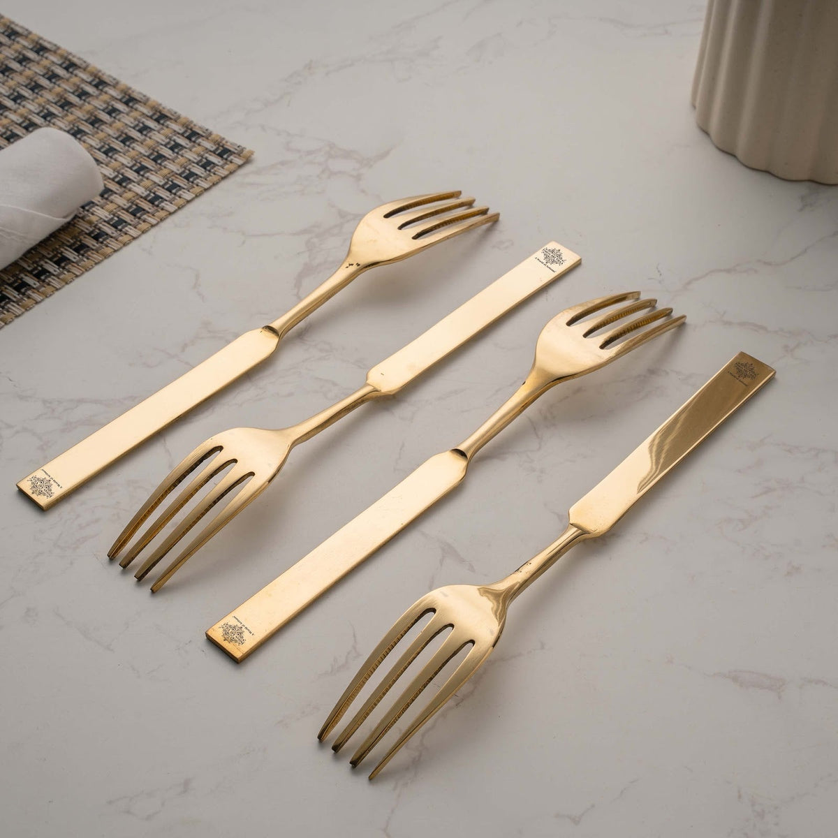Brass Fork with Flat Edge | Tableware & Serveware-19.05 cm