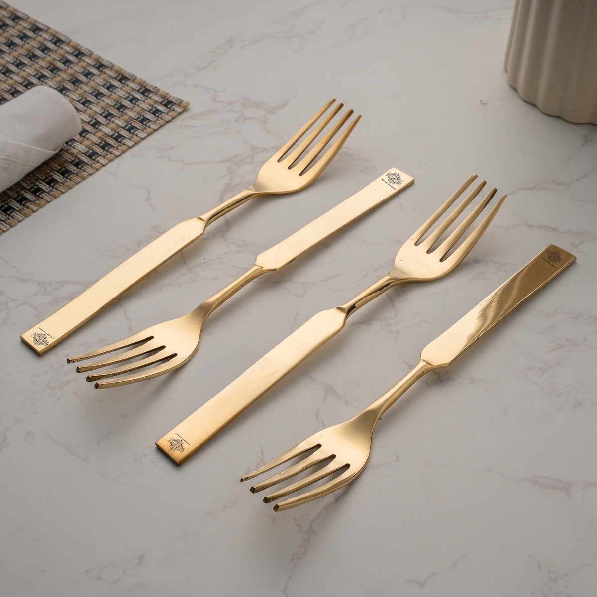 Brass Fork with Flat Edge | Tableware & Serveware-19.05 cm
