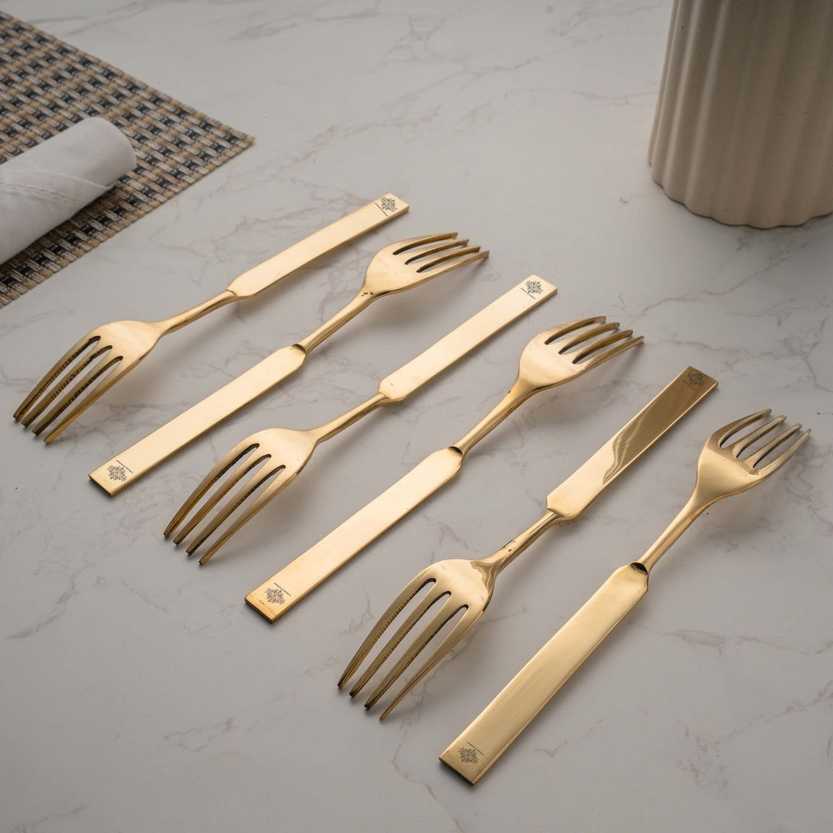 Brass Fork with Flat Edge | Tableware & Serveware-19.05 cm