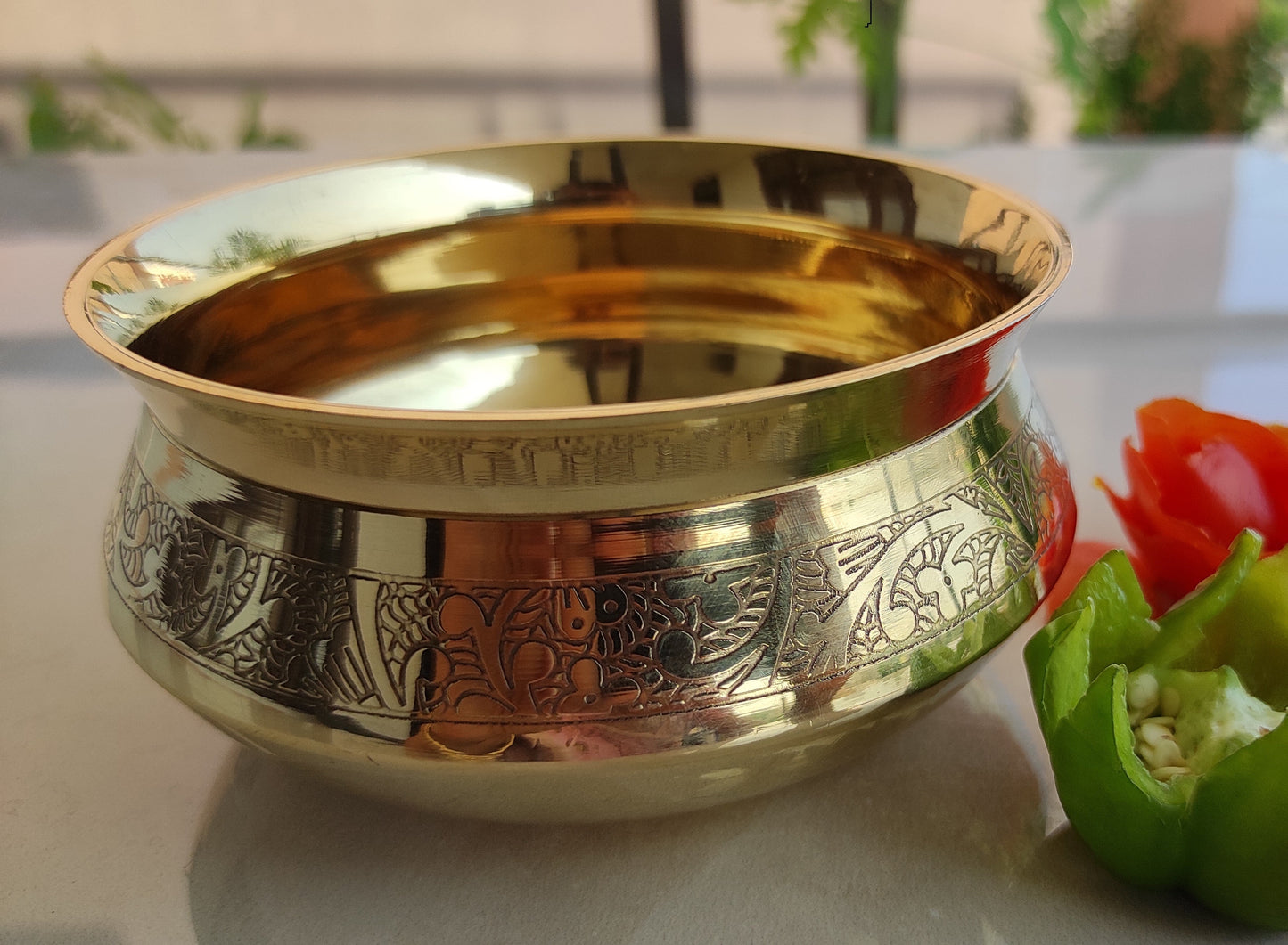 Brass Embossed Designer Handi | Dinnerware | Tableware | Serveware