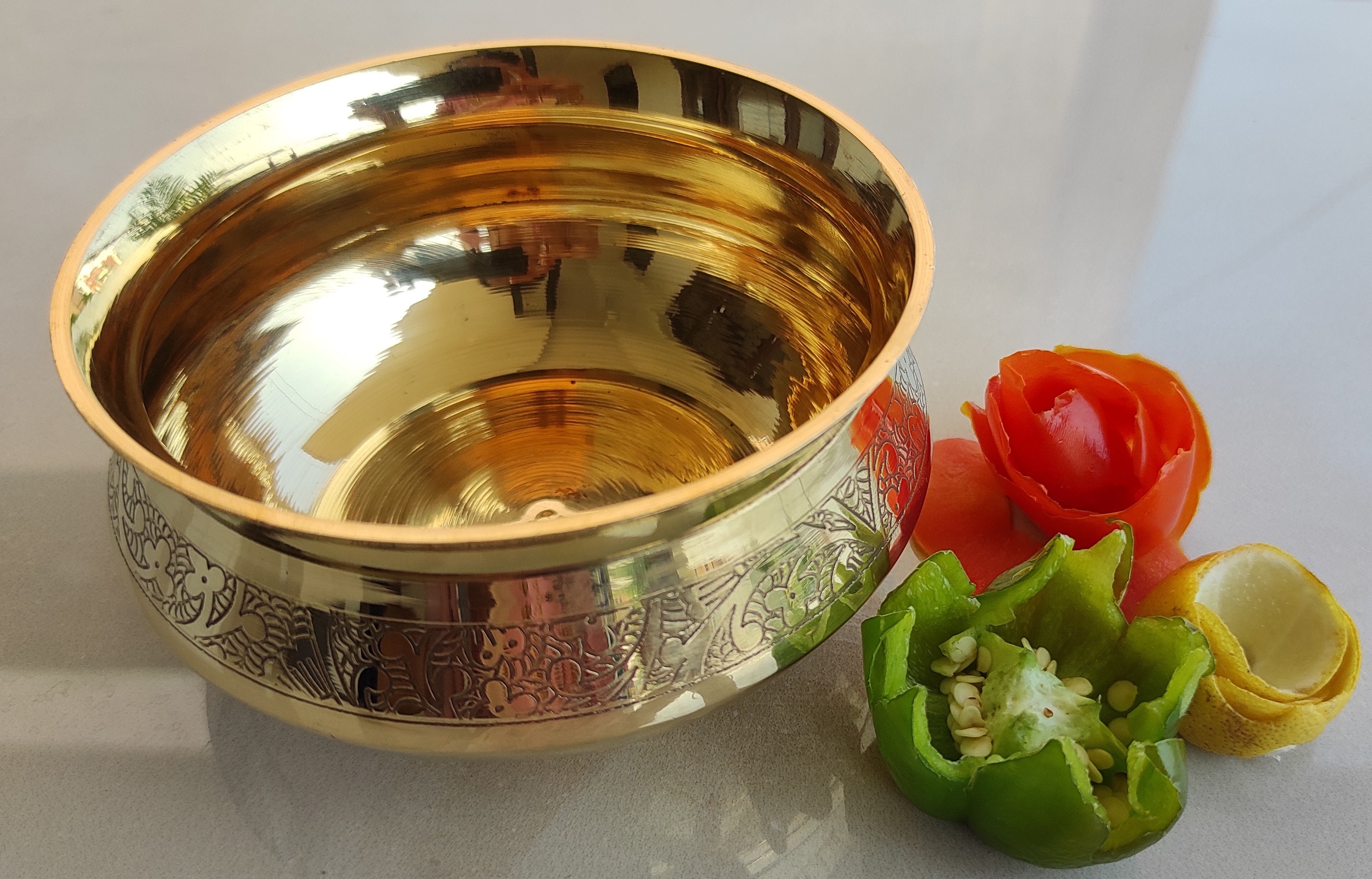 Brass Embossed Designer Handi | Dinnerware | Tableware | Serveware