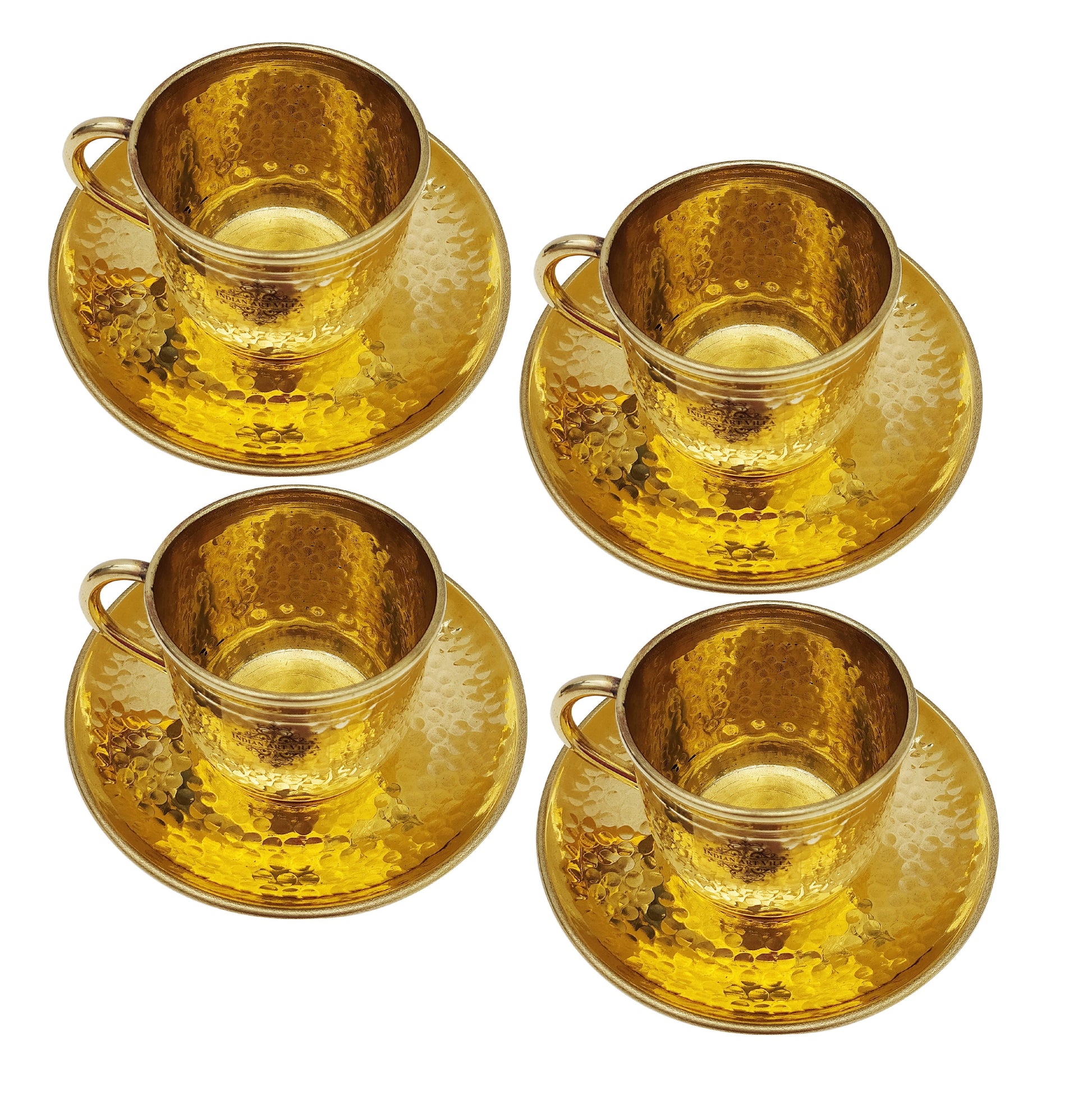Pure Brass Hammered Cup & Saucer Set, Drinkware, Tableware, 150 ml