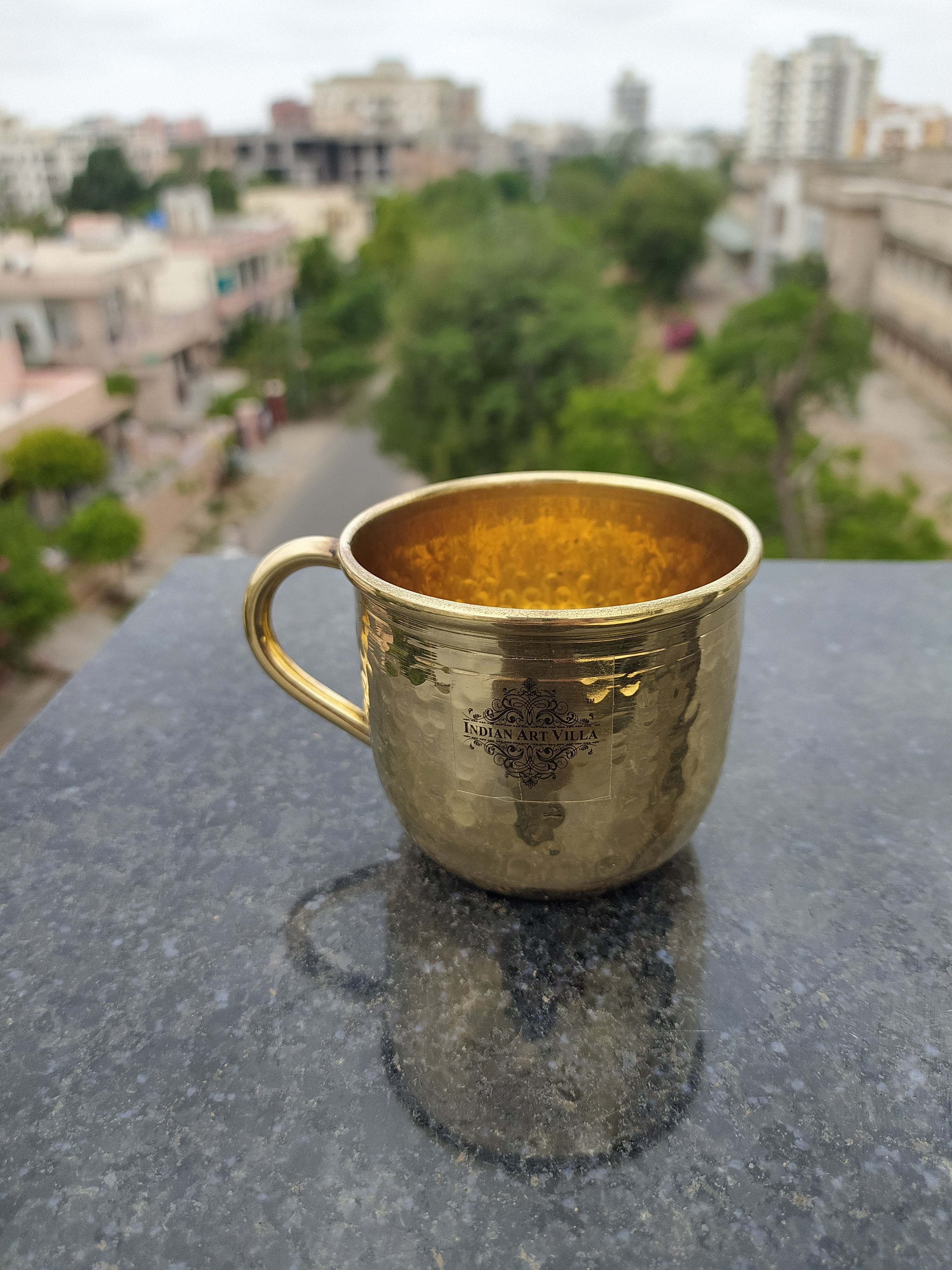 Pure Brass Hammered Cup & Saucer Set, Drinkware, Tableware, 150 ml