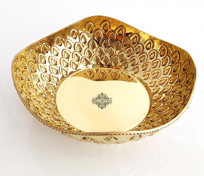 Brass Designer Handmade Fruit Basket Chocolate Bowl Centerpiece Dish Width 21.59 cm