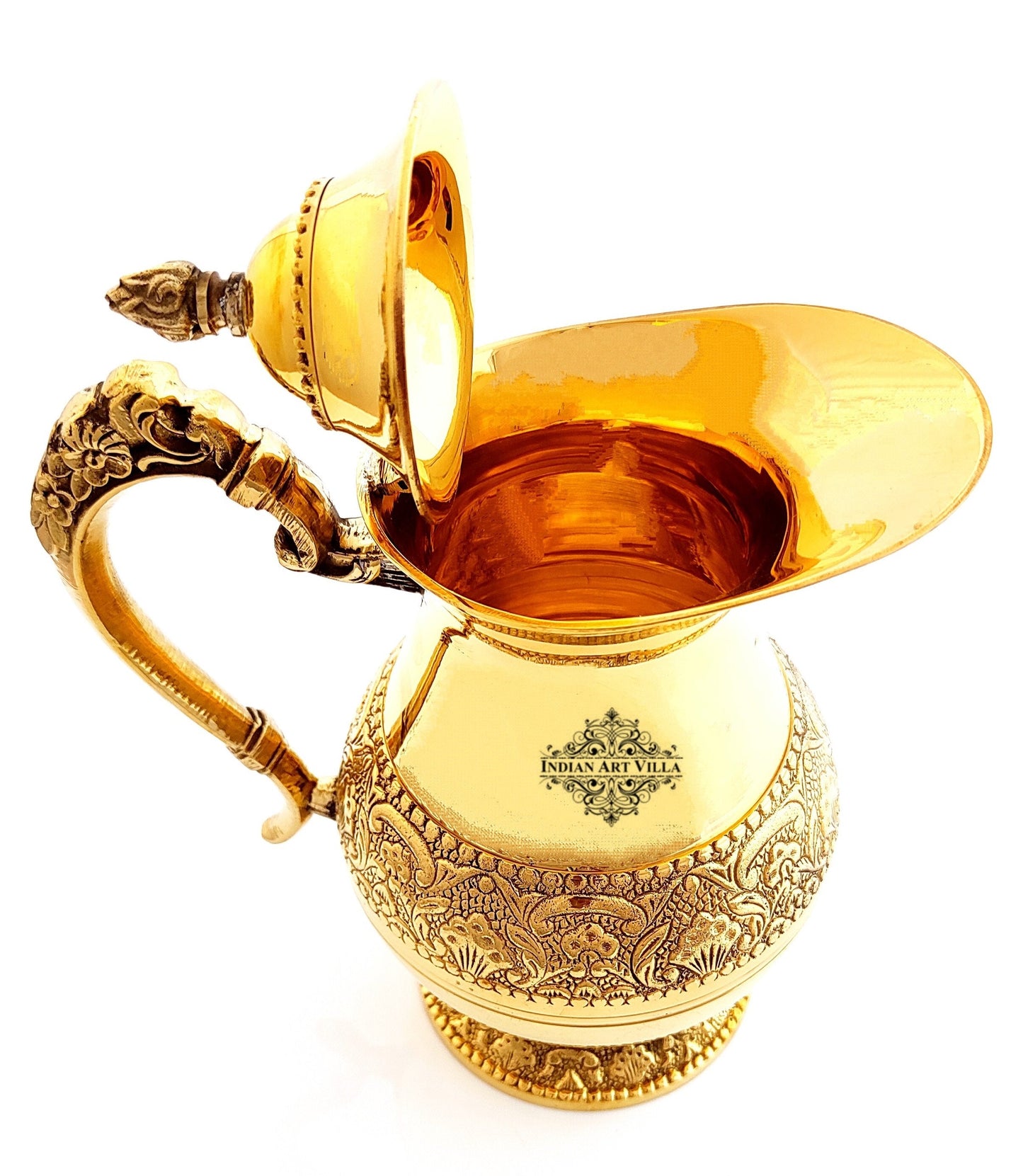 Brass Designer Embossed Mughlai Style Jug with beaded design- 1400 ml