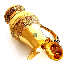 Brass Designer Embossed Mughlai Style Jug with beaded design- 1400 ml
