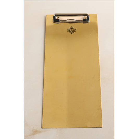Pure Brass Clipboard/Paper Pad, for Restaurants and Order Noting, Length- 33.02 cm, Width - 12.95 cm