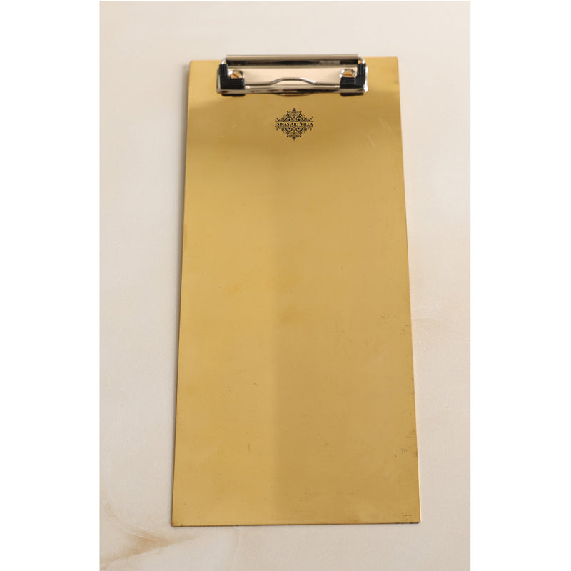 Pure Brass Clipboard/Paper Pad, for Restaurants and Order Noting, Length- 33.02 cm, Width - 12.95 cm