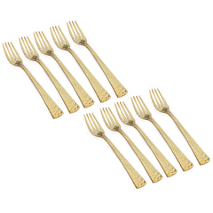 Pure Brass Matt Hammered Design Fork, Length-18.29 cm