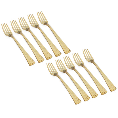 Pure Brass Matt Hammered Design Fork, Length-18.29 cm